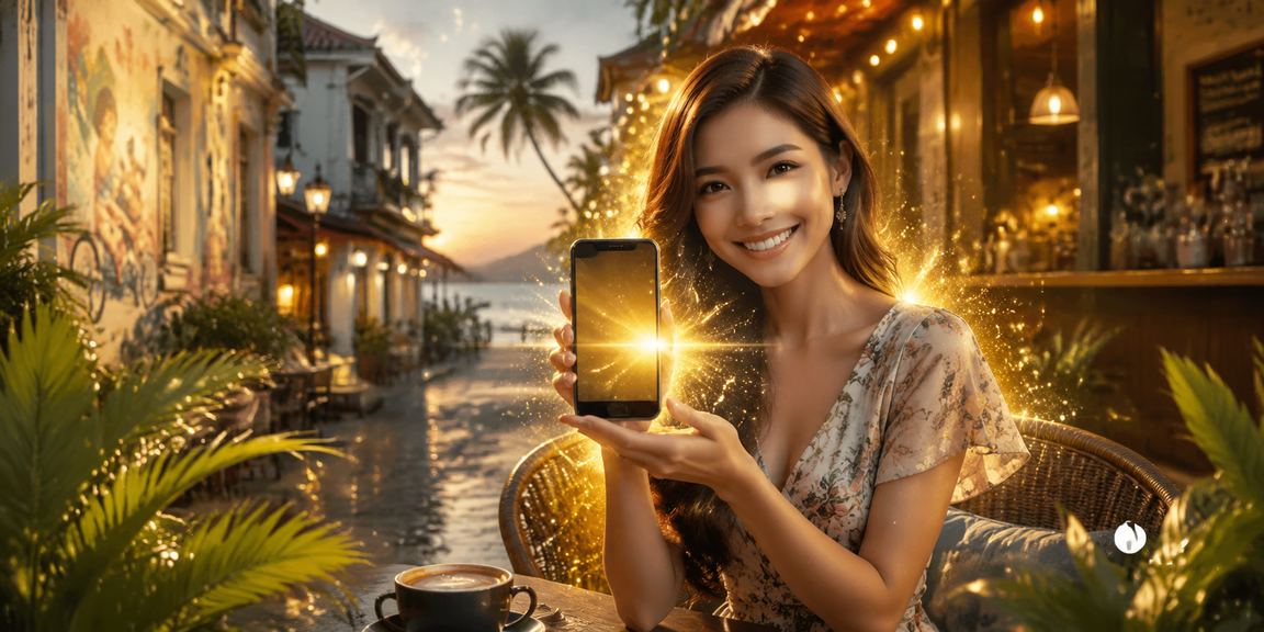 Pengguna menyemak odds perlawanan melalui peranti mudah alih di Pulau Pinang